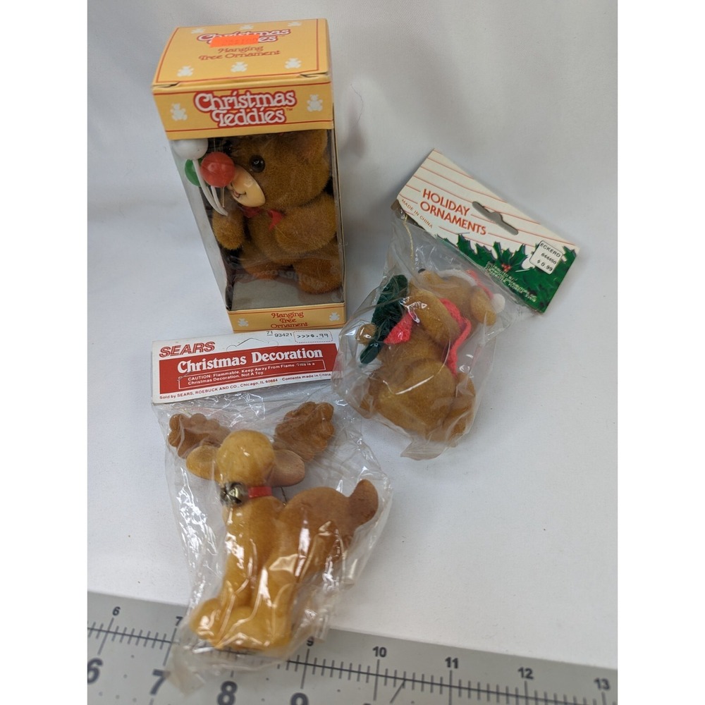Christmas Decorations Ornaments Flocked Bear Dogβ Moose Sealed